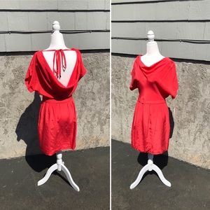 Walter Tie Back Silk Dress-Red